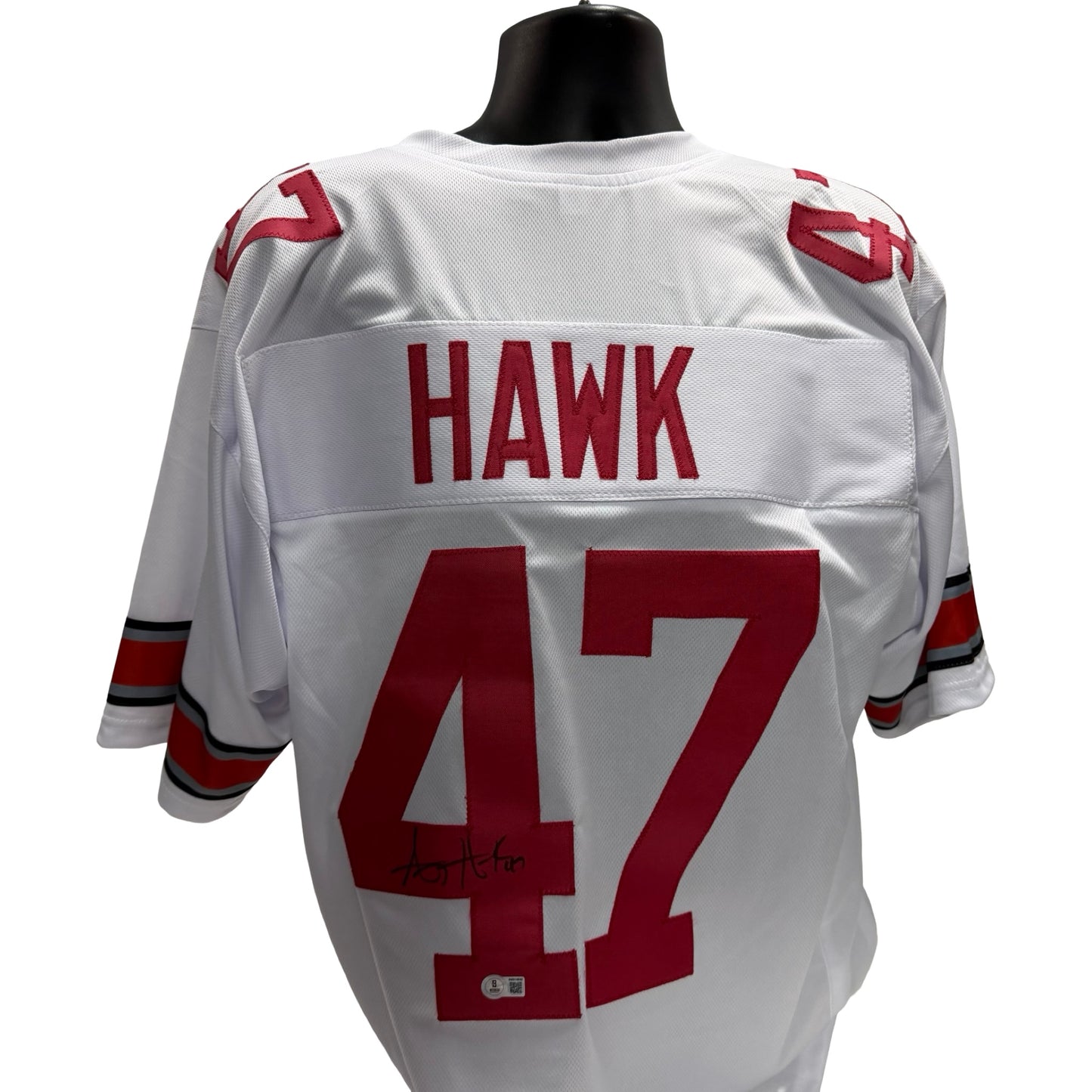 AJ Hawk Ohio State Buckeyes Autographed White Jersey Beckett BAS