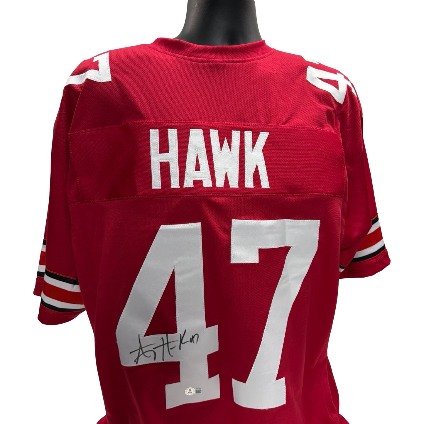 AJ Hawk Ohio State Buckeyes Autographed Red Jersey Beckett BAS