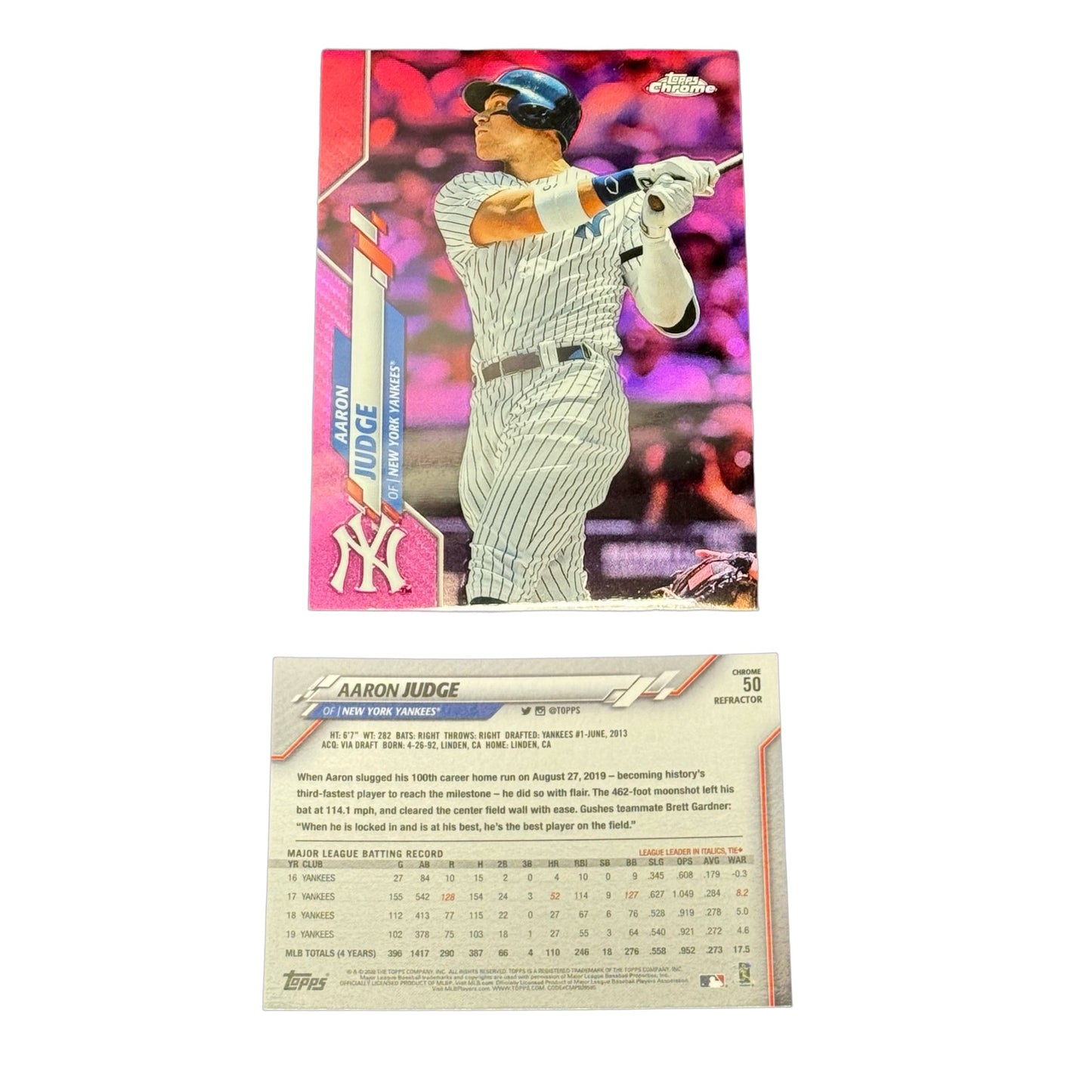 Aaron Judge 2020 Topps Chrome #50 Pink Refractor