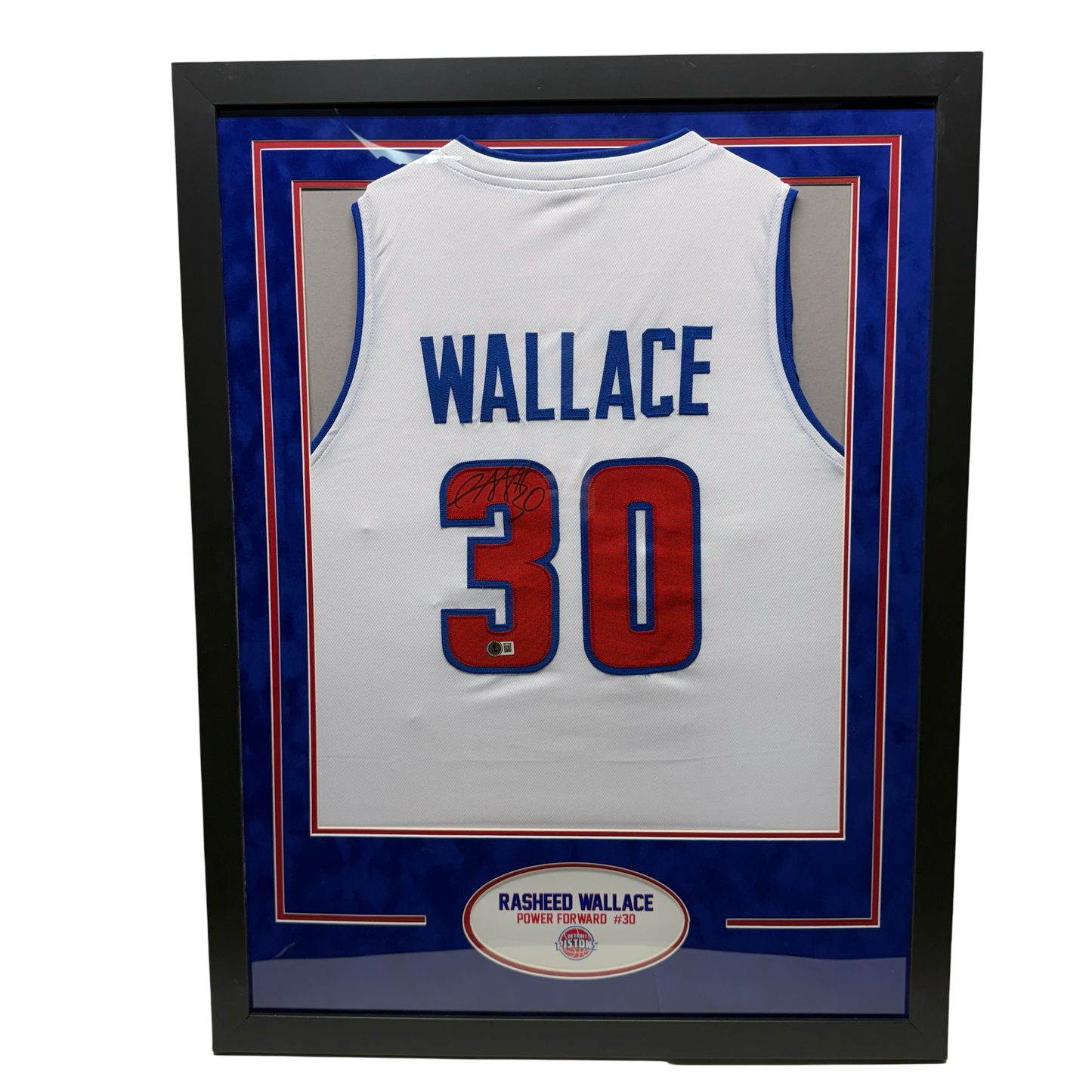 Rasheed Wallace Autographed White Detroit Pistons Jersey Beckett - Framed