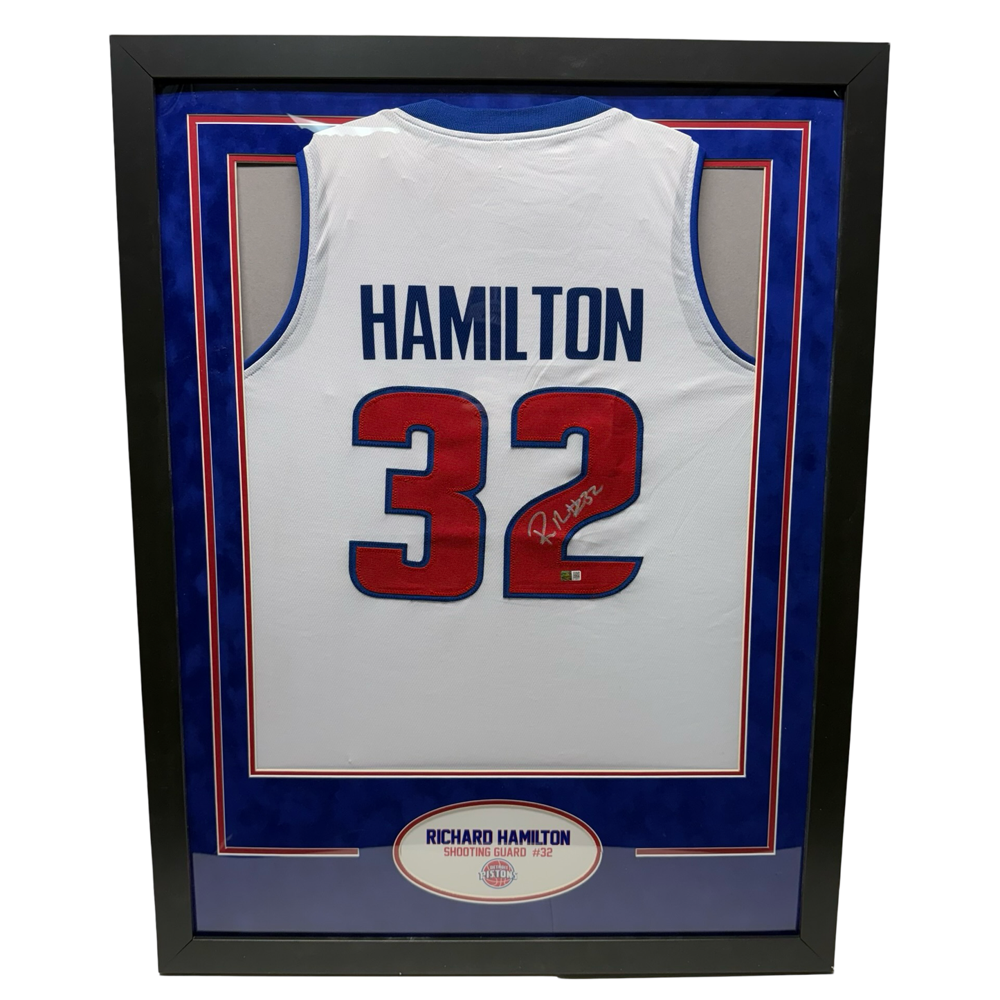 Rip Hamilton Autographed Detroit Pistons White Jersey Steiner CX - Framed