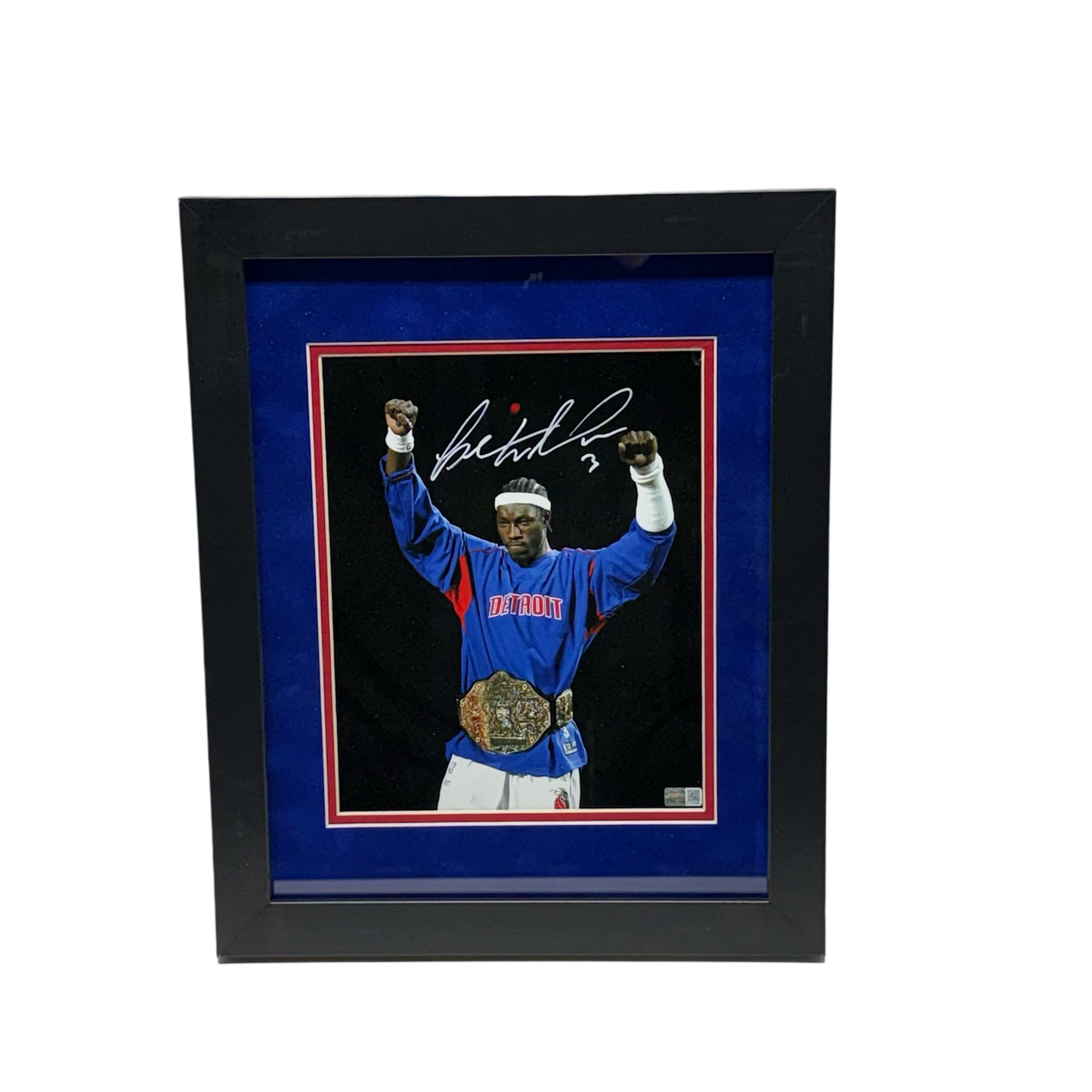 Ben Wallace Autographed Detroit Pistons Championship Belt Framed 8x10 Steiner CX
