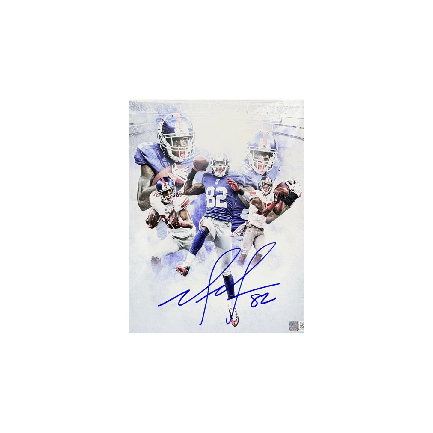 Mario Manningham Autographed New York Giants White Edit 8x10 Steiner CX