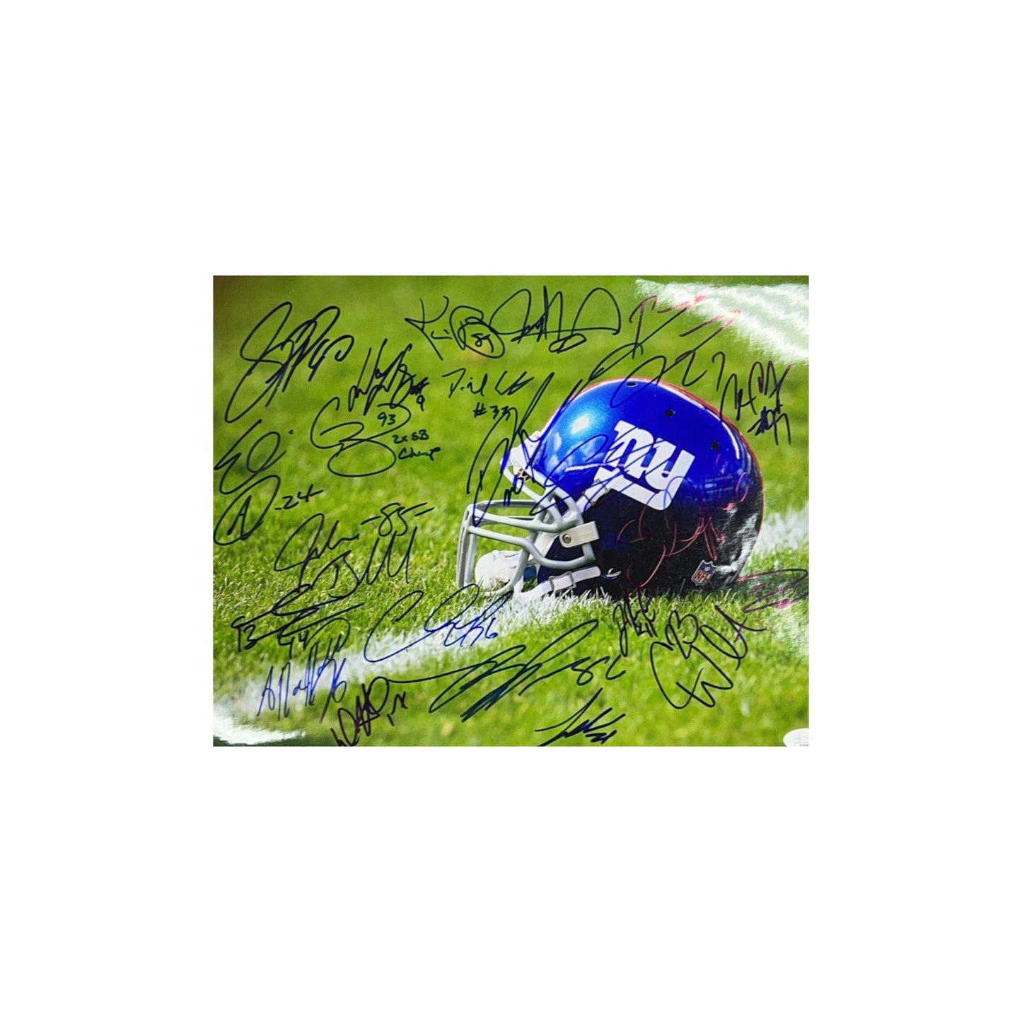 Jason Pierre-Paul, Chris Snee, Ahmad Bradshaw, Brandon Jacobs, Landon Collins, Eli Apple, Antrel Rolle, Evan Engram, Shaun O'Hara + Others Autographed New York Giants 11x14 JSA