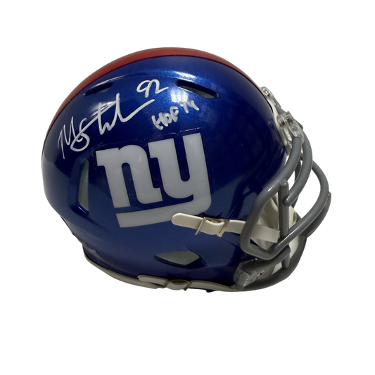 Michael Strahan Autographed New York Giants HOF 14 Speed Mini Helmet Beckett