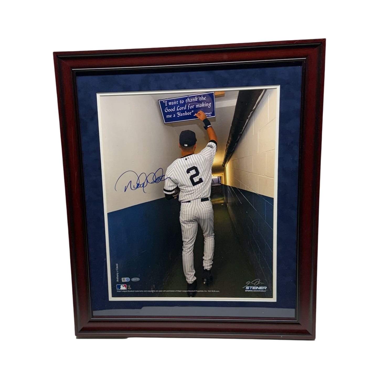 Derek Jeter & Anthony Causi Autographed New York Yankees Framed Thank The Good Lord Sign 16x20 Steiner/MLB