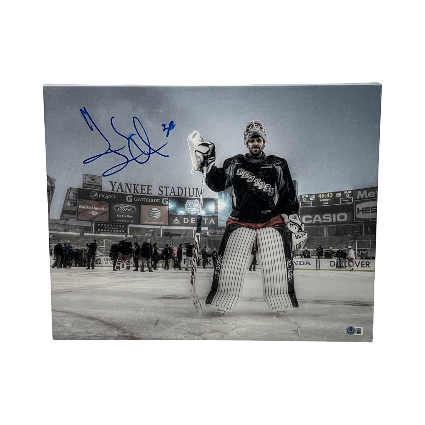 Henrik Lundqvist Autographed New York Rangers 16x20 Canvas Beckett
