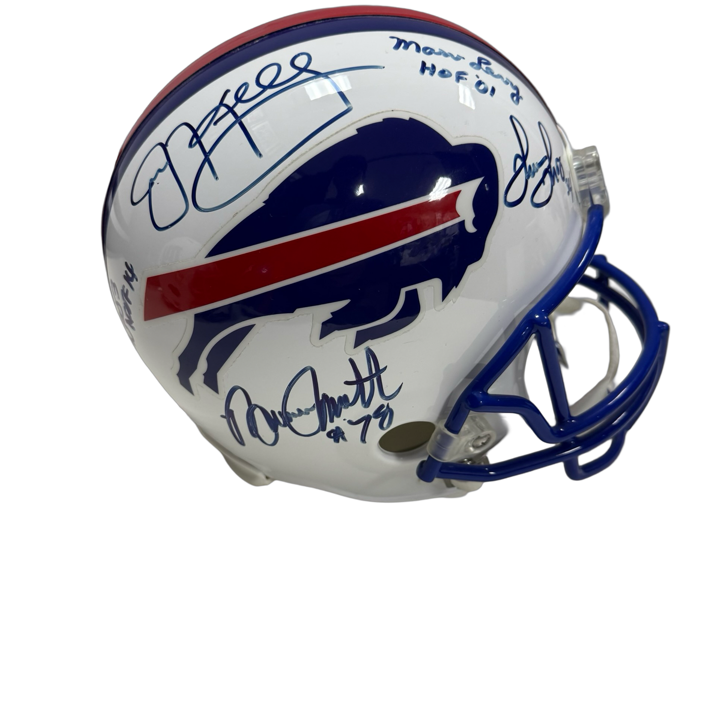 Jim Kelly, Bruce Smith, Andre Reed, Thurman Thomas & Marv Levy Autographed Buffalo Bills Replica Helmet JSA