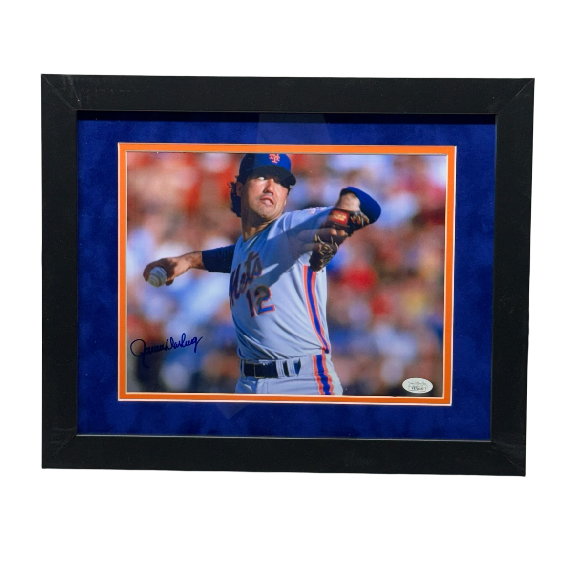 Ron Darling Autographed New York Mets Pitching Stretch 8x10 JSA - Framed