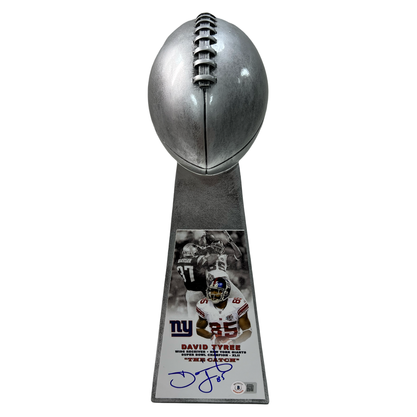 David Tyree Autographed New York Giants Super Bowl Replica Trophy Beckett