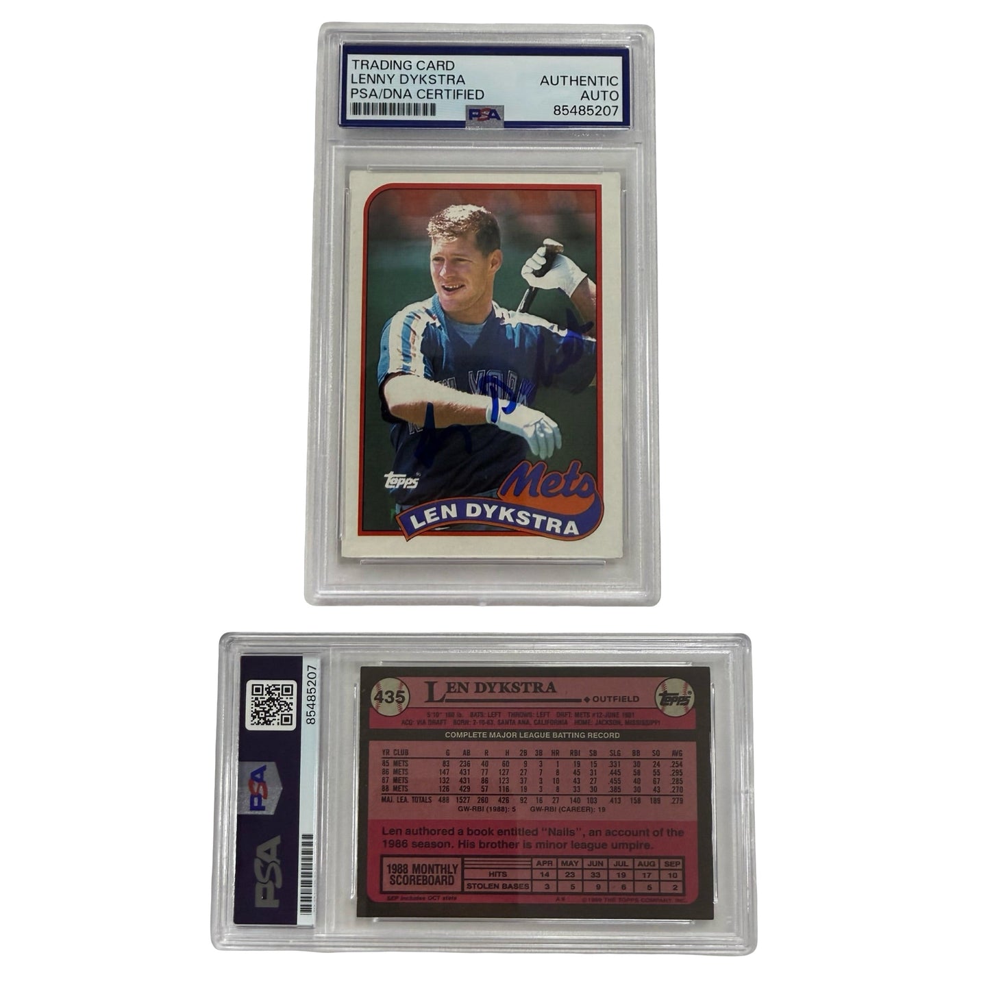 Lenny Dykstra Autographed 1989 Topps #435 PSA Auto Authentic