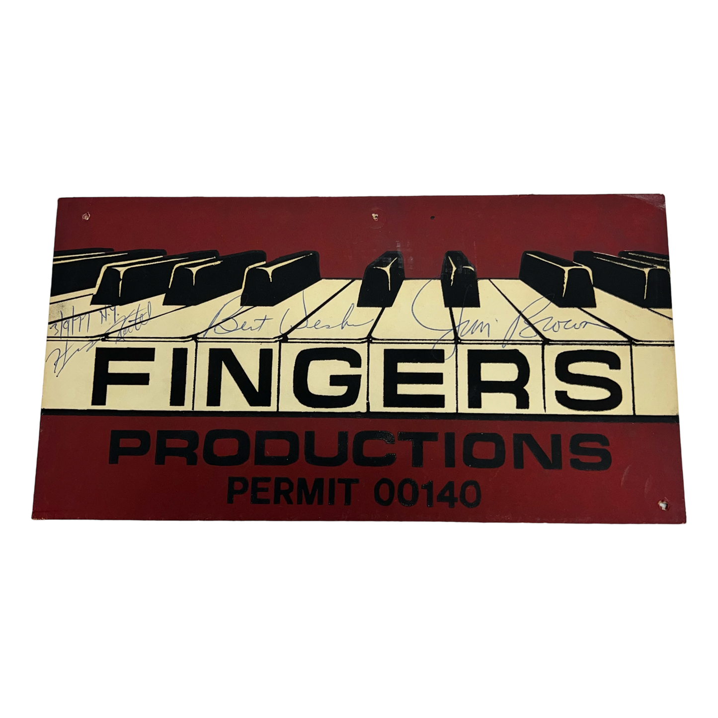 Jim Brown & Harvey Keitel Autographed Fingers Parking Sign JSA