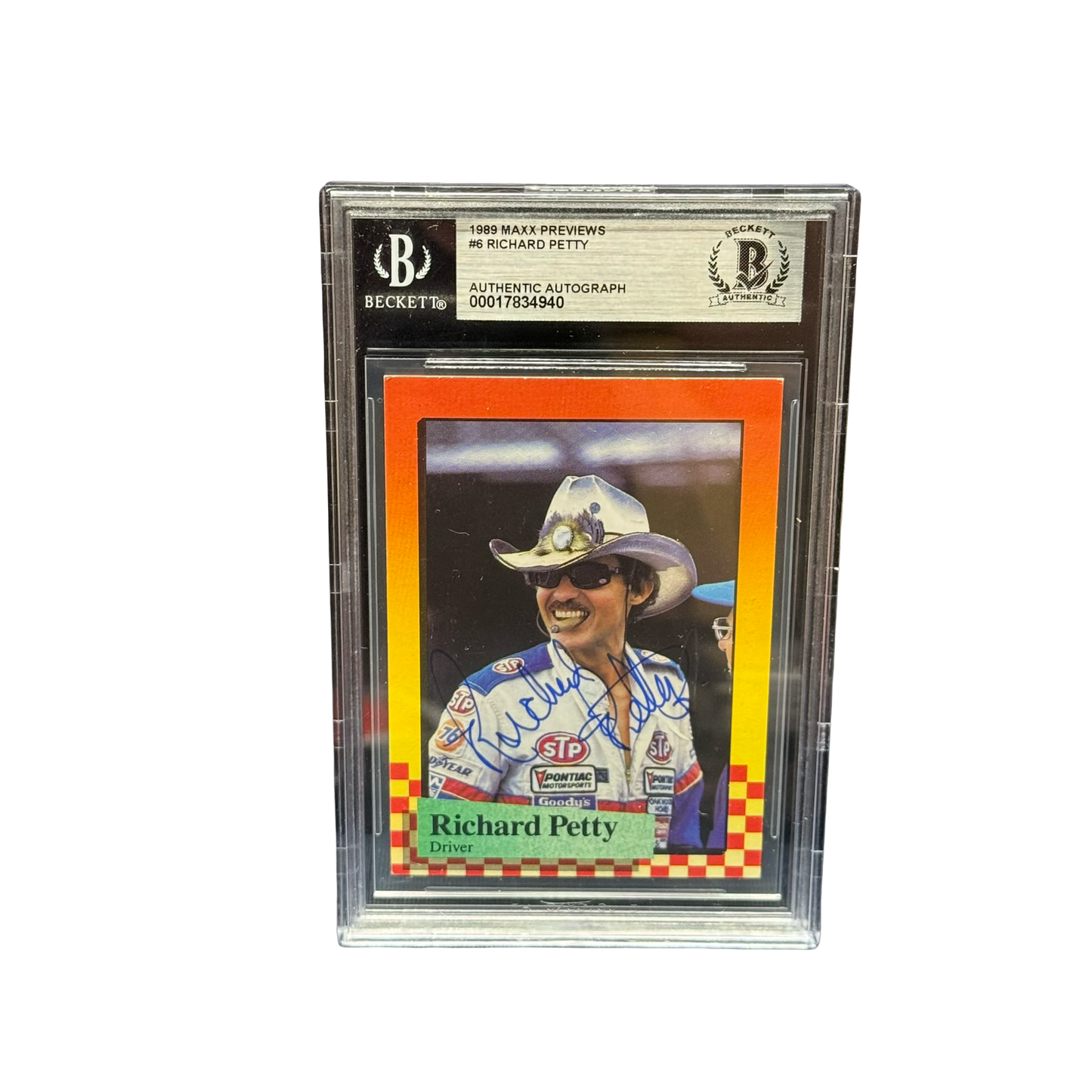 Richard Petty Autographed 1989 Maxx Previews Hockey #6 Beckett