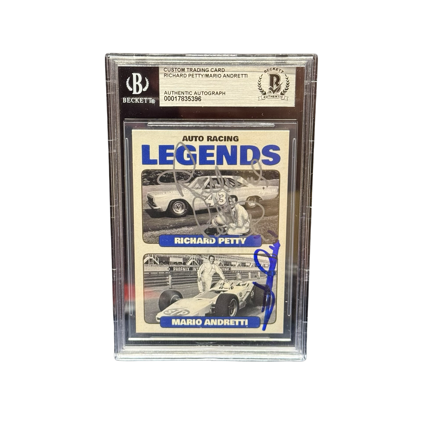 Mario Andretti Richard Petty Autographed Racing Custom Trading Card Beckett