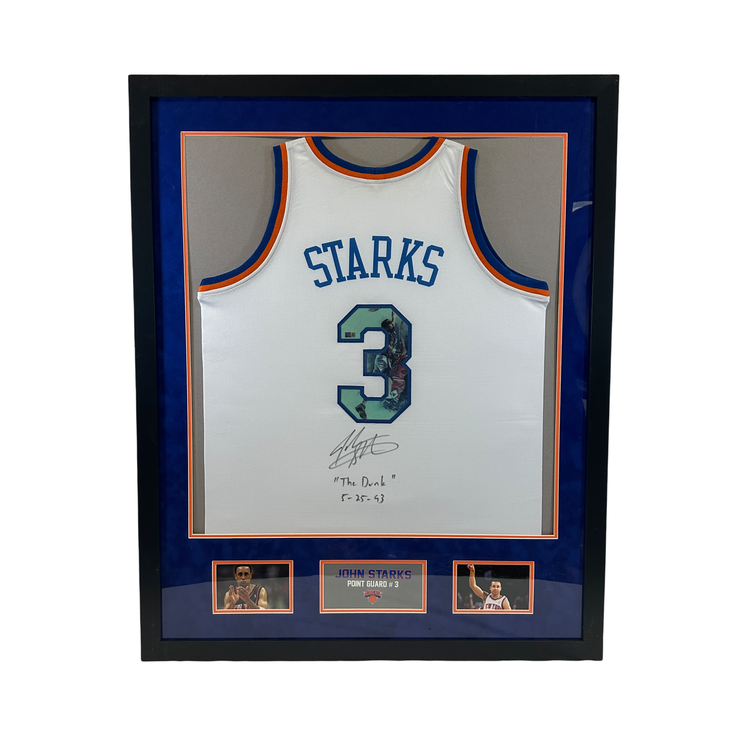 John Starks Autographed The Dunk New York Knicks Art Jersey Steiner CX - Framed