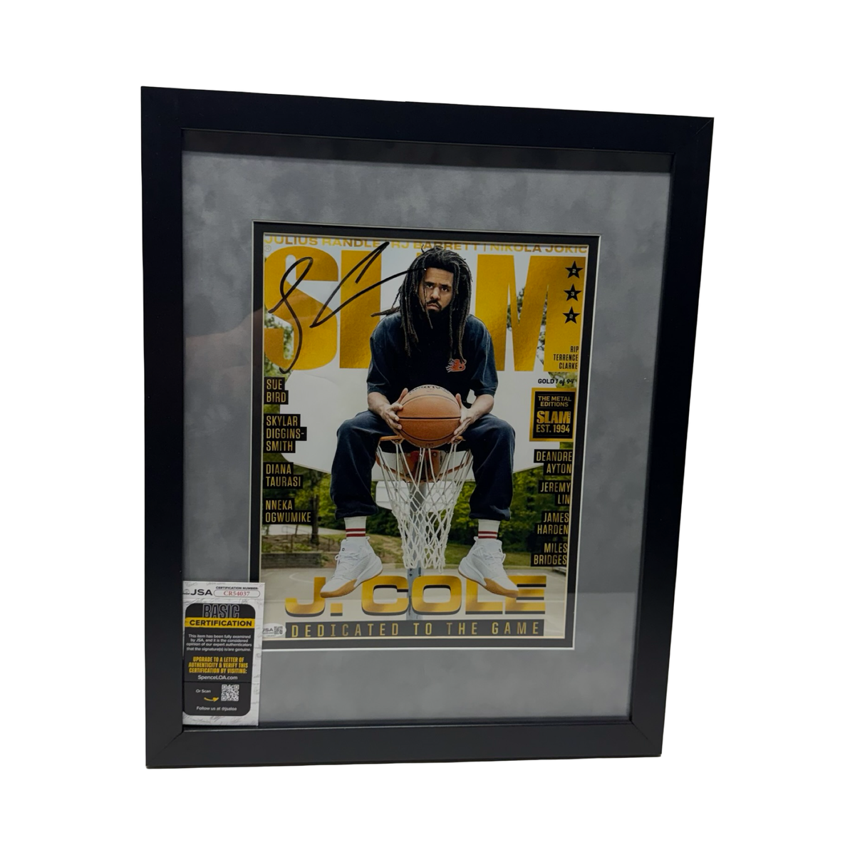 J. Cole Signed 11x14 Grey Framed Slam Photo Autographed Hip-Hop Rap Artist JSA COA