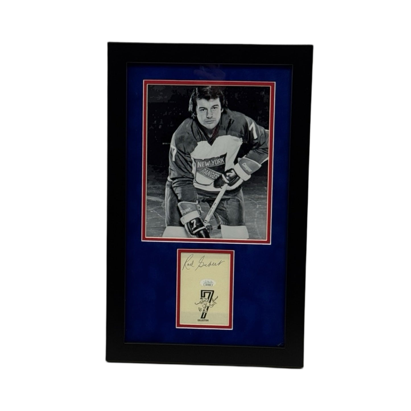 Rod Gilbert Autographed New York Rangers Framed 10.5x18 JSA