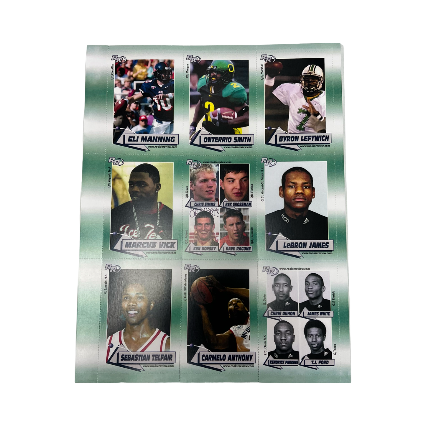 2002 Lebron James Rookie Review Uncut Sheet