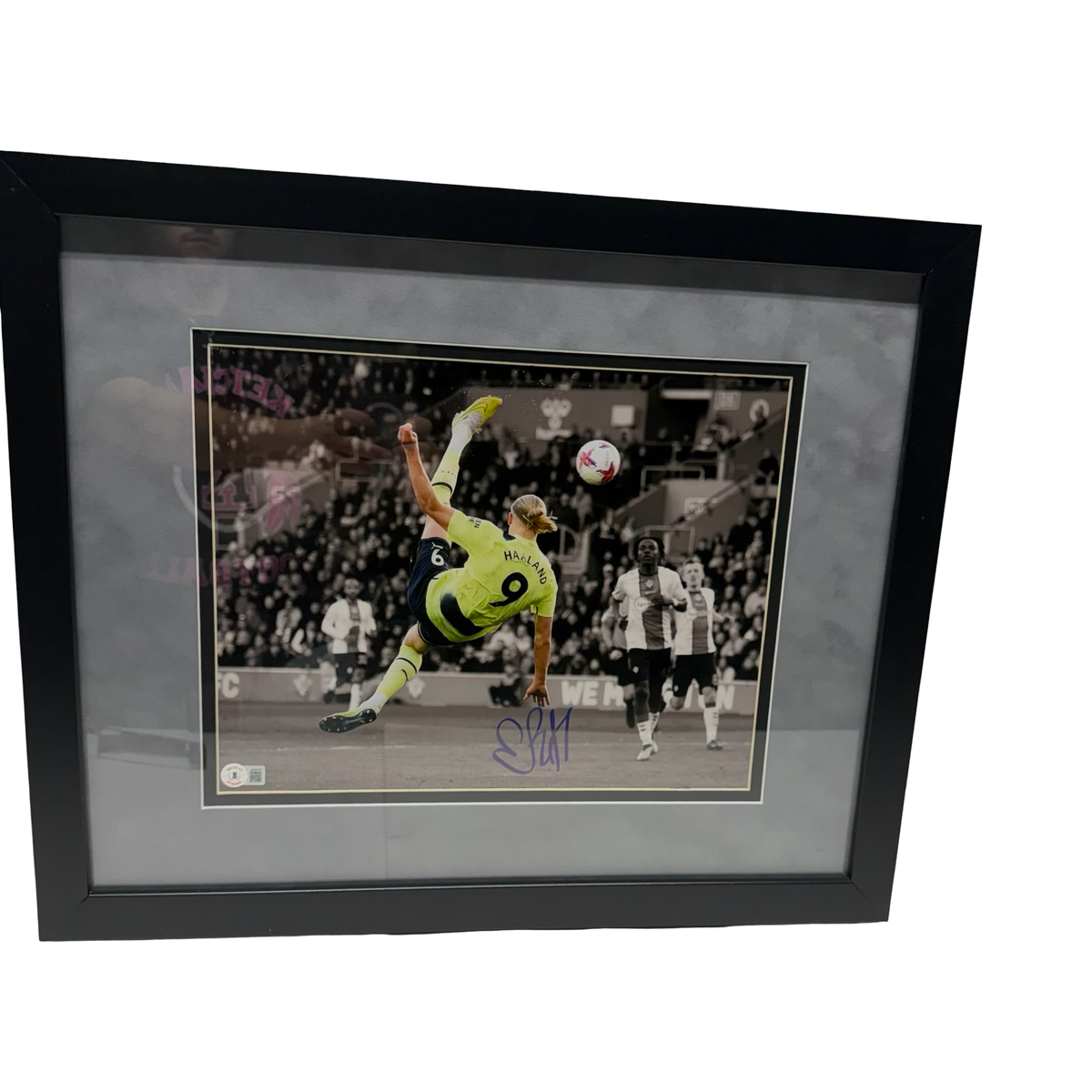 Erling Haaland Autographed Manchester City England Grey Framed 11x14 Photo Beckett