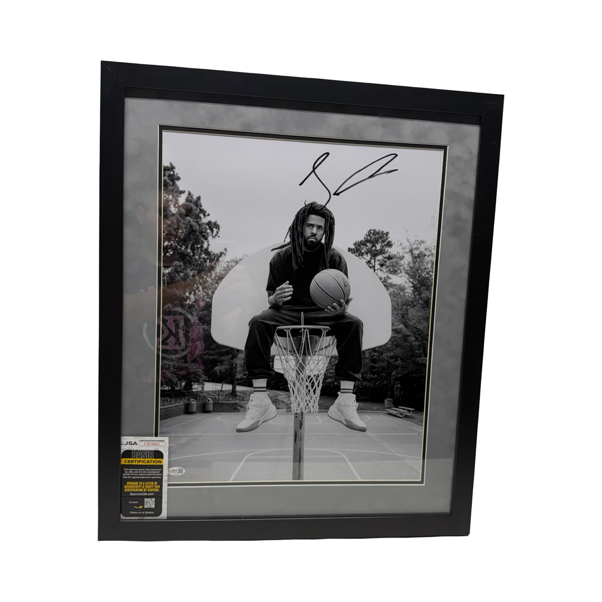 J. Cole Signed 16x20 Grey Framed B&W Photo Autographed Hip-hop Rap JSA COA