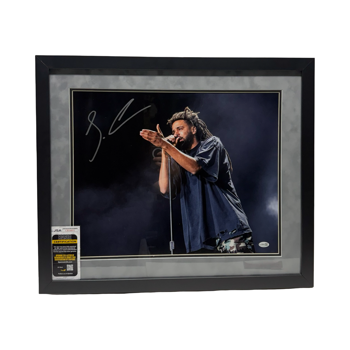 J. Cole Signed 16x20 Grey framed Concert Photo Autographed Hip-Hop Rap JSA COA