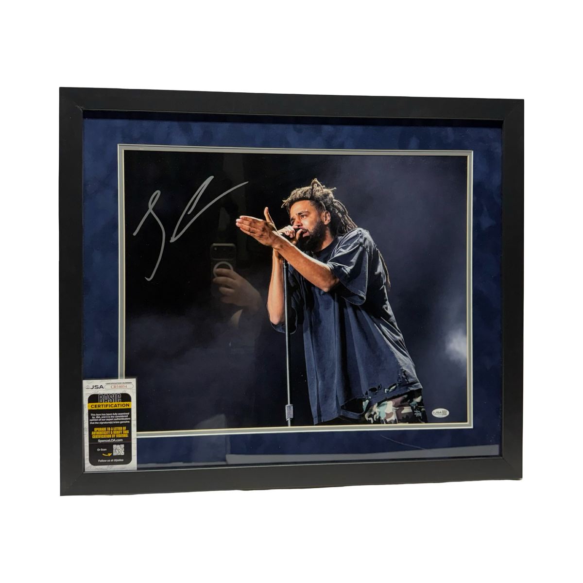 J. Cole Signed 16x20 Navy framed Concert Photo Autographed Hip-Hop Rap JSA COA