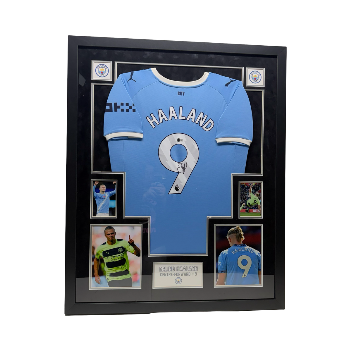 Erling Haaland Autographed Framed Manchester City England Blue Jersey Beckett BAS