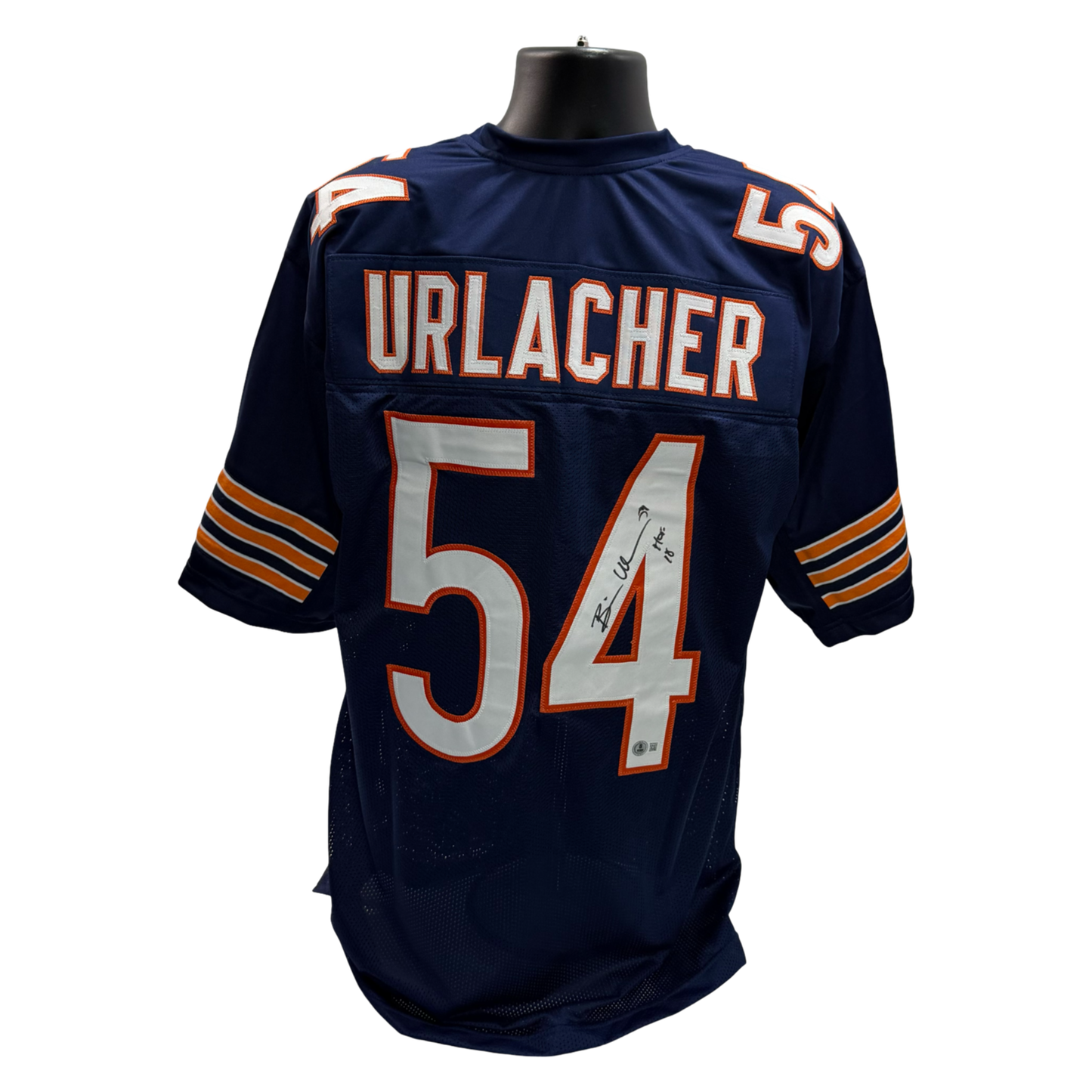 Brian Urlacher Autographed Chicago Bears Navy Jersey “HOF 18” Beckett