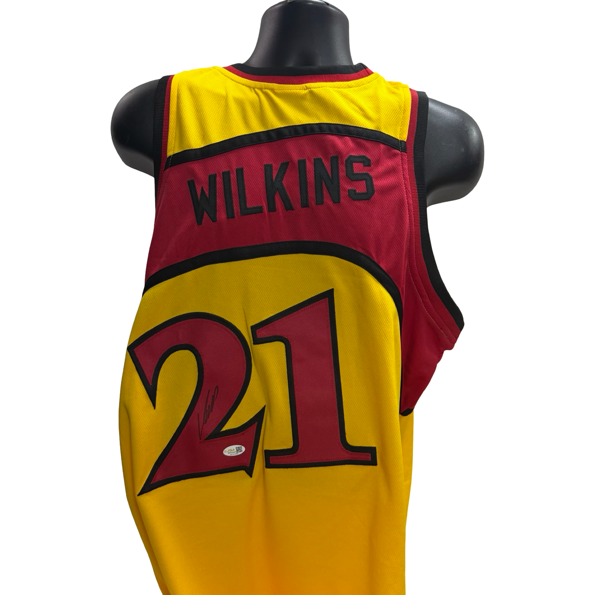 Dominique Wilkins Autographed Atlanta Hawks Yellow Jersey JSA
