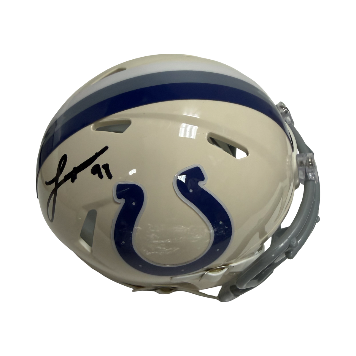 Laiatu Latu Signed Autographed Indianapolis Colts Retro Mini Helmet JSA COA