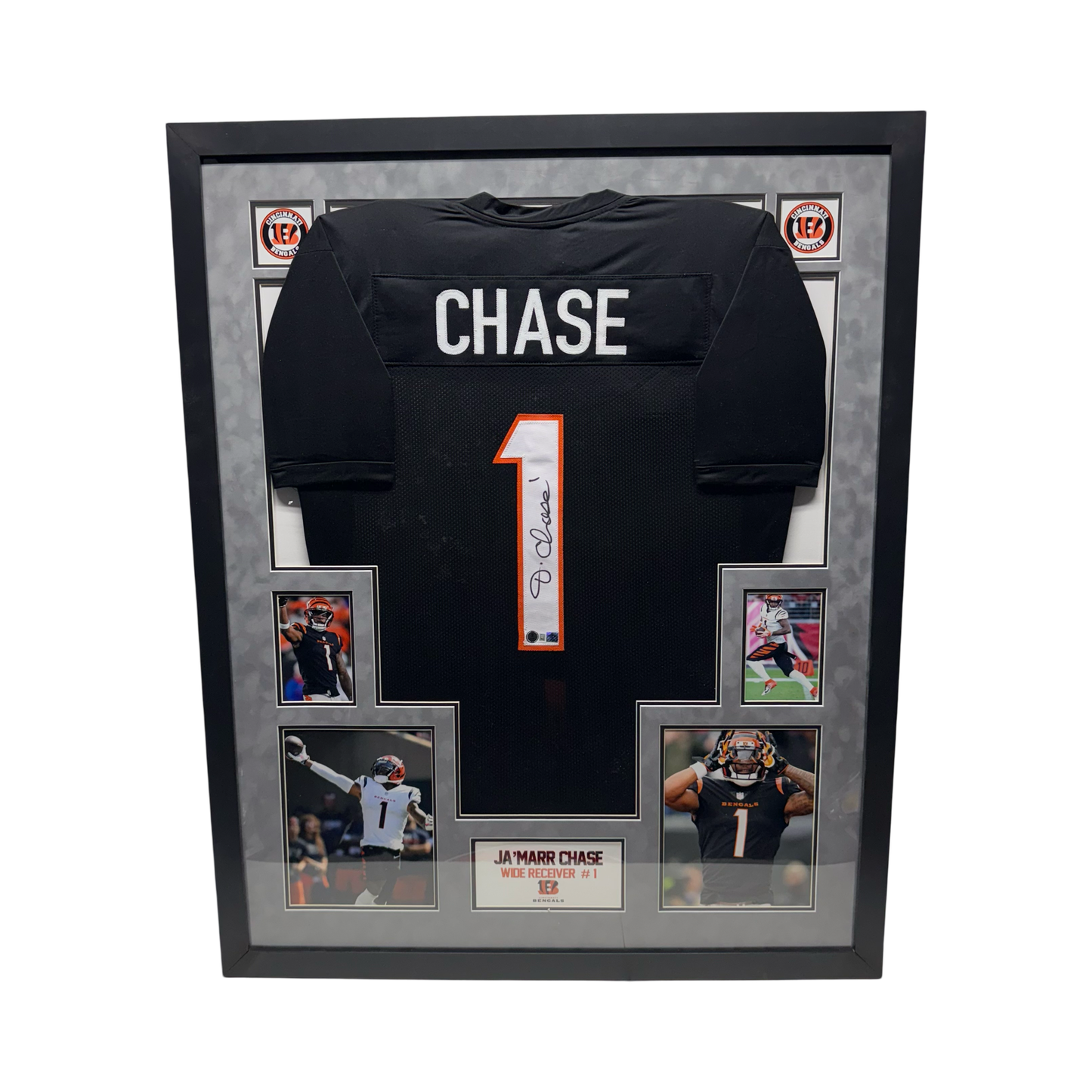 Ja'Marr Chase Autographed Cincinnati Bengals Black Jersey Beckett - Framed