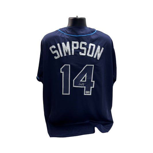 Chandler Simpson Autographed Tampa Bay Rays Navy Blue Jersey Beckett