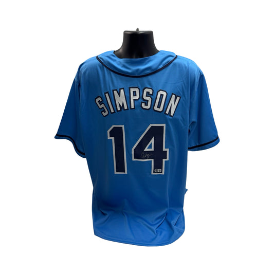 Chandler Simpson Autographed Tampa Bay Rays Light Blue Jersey Beckett
