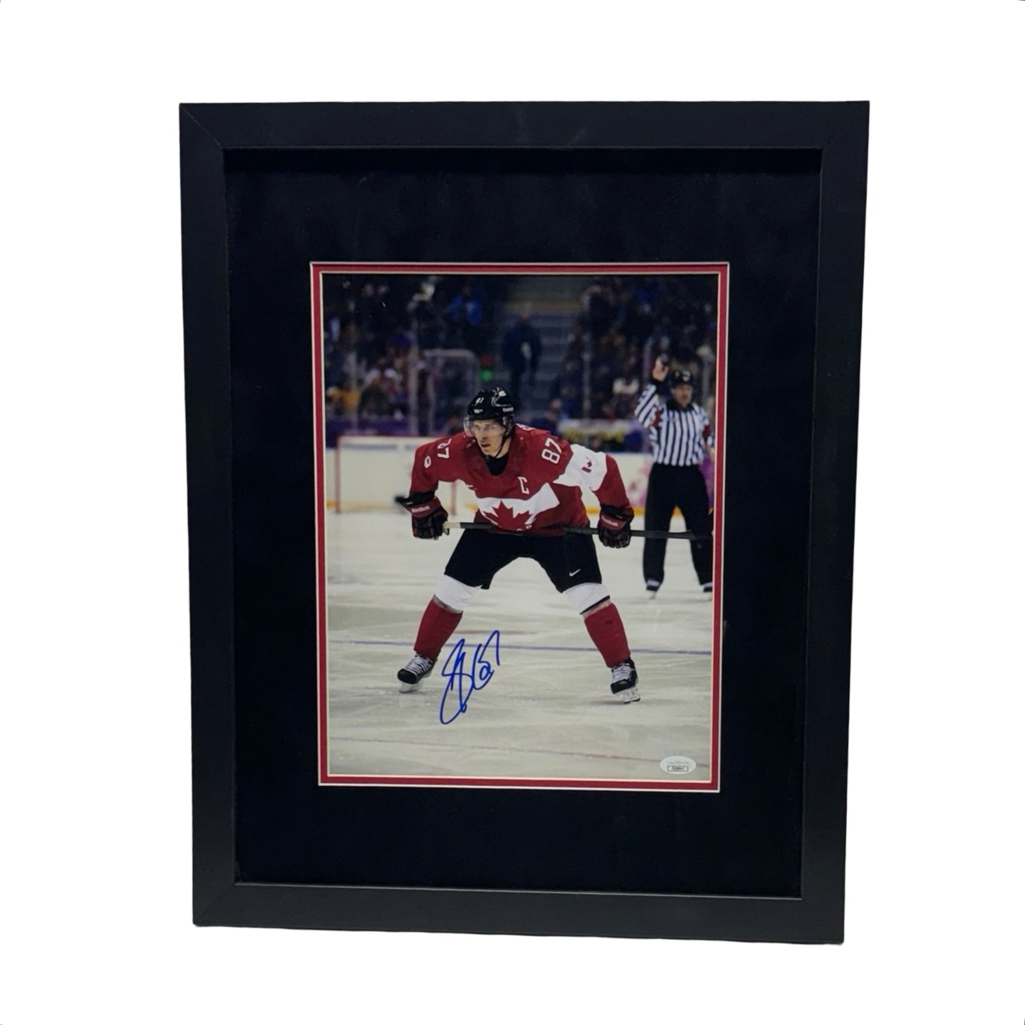 Sidney Crosby Autographed Team Canada Facing Front Vertical 11x14 JSA - Framed