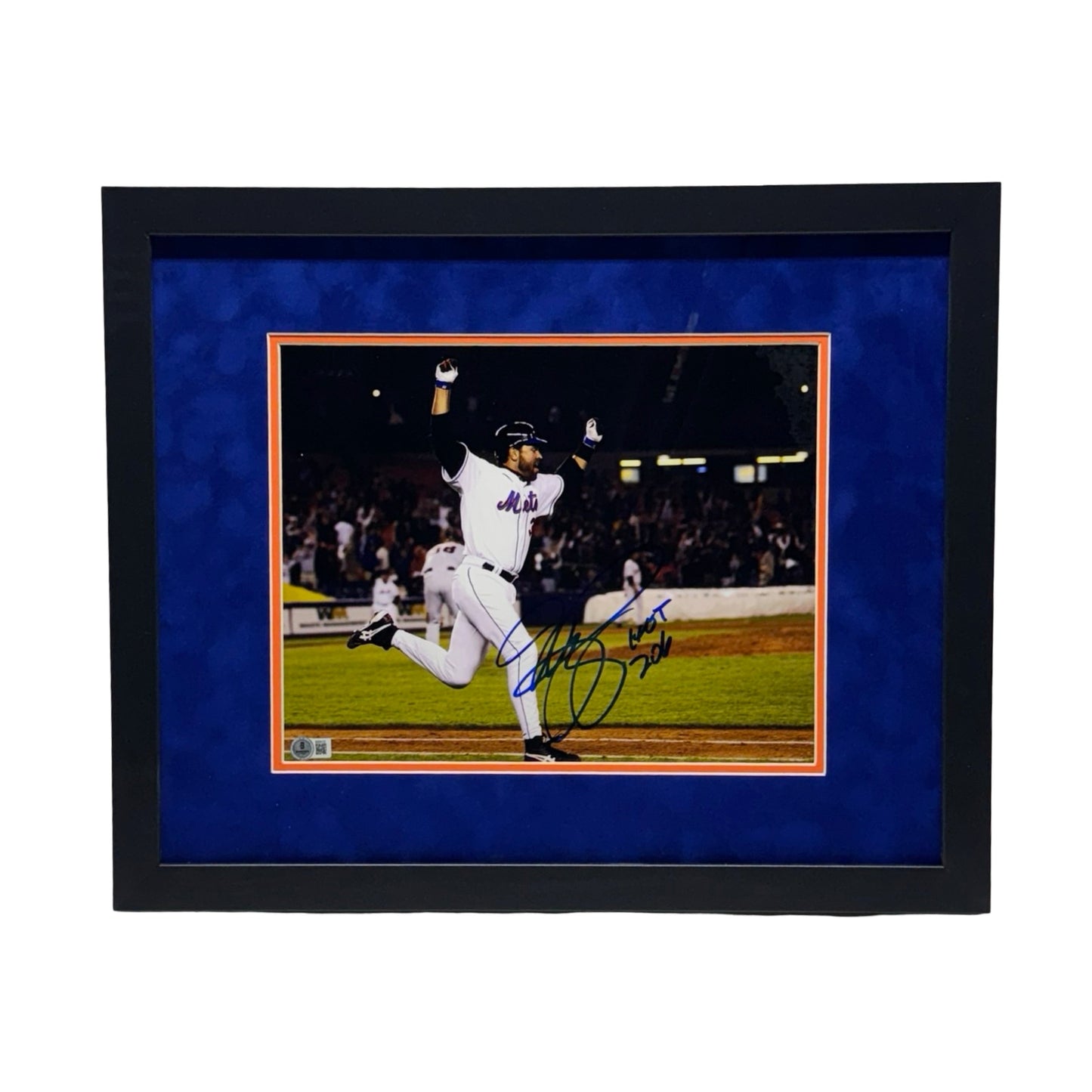 Mike Piazza Autographed New York Mets Home Run Trot Framed 11x14 Beckett - Framed