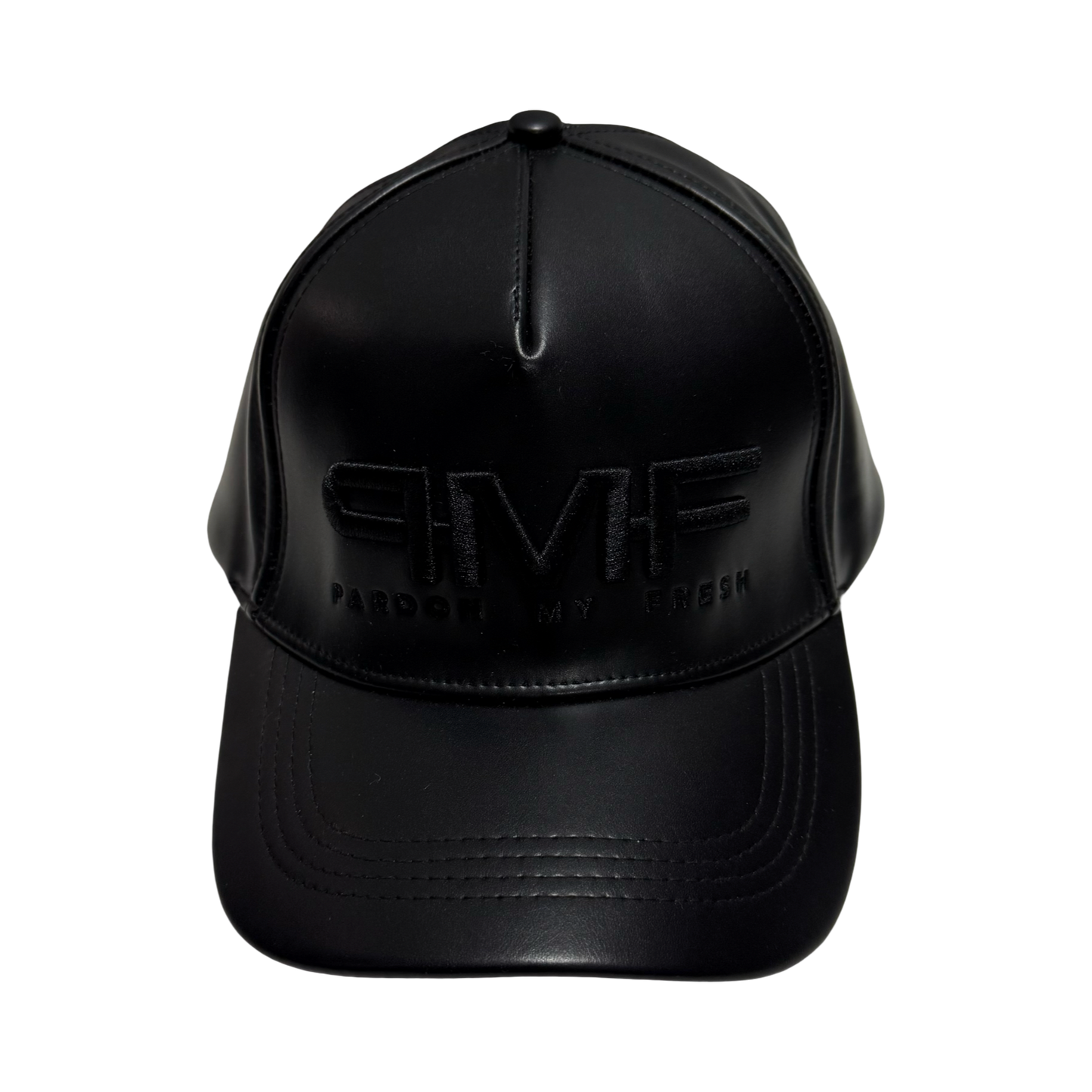 Pardon My Fresh Black Leather Adjustable Hat
