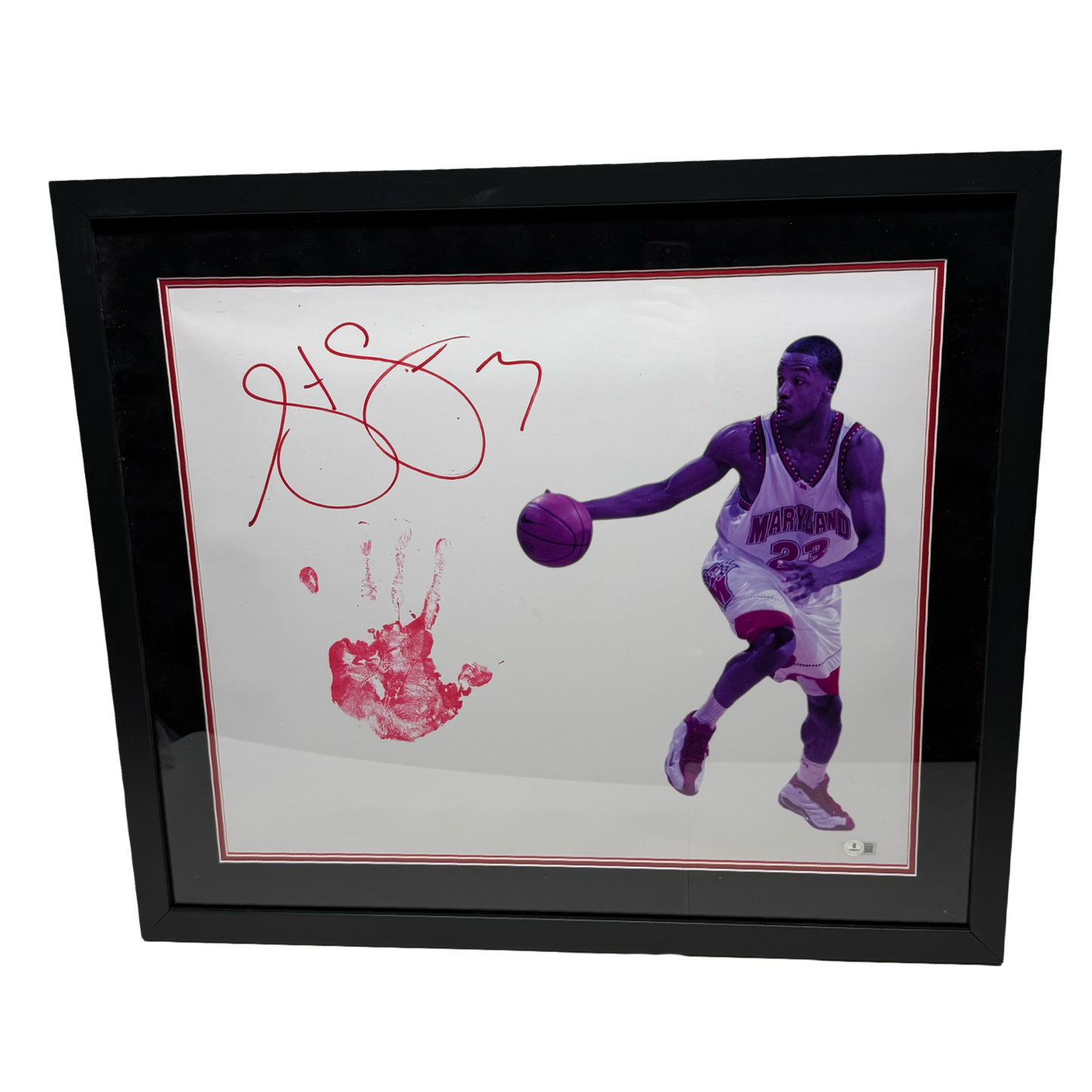 Steve Francis Autographed Handprint Houston Rockets Framed 26x30 Beckett