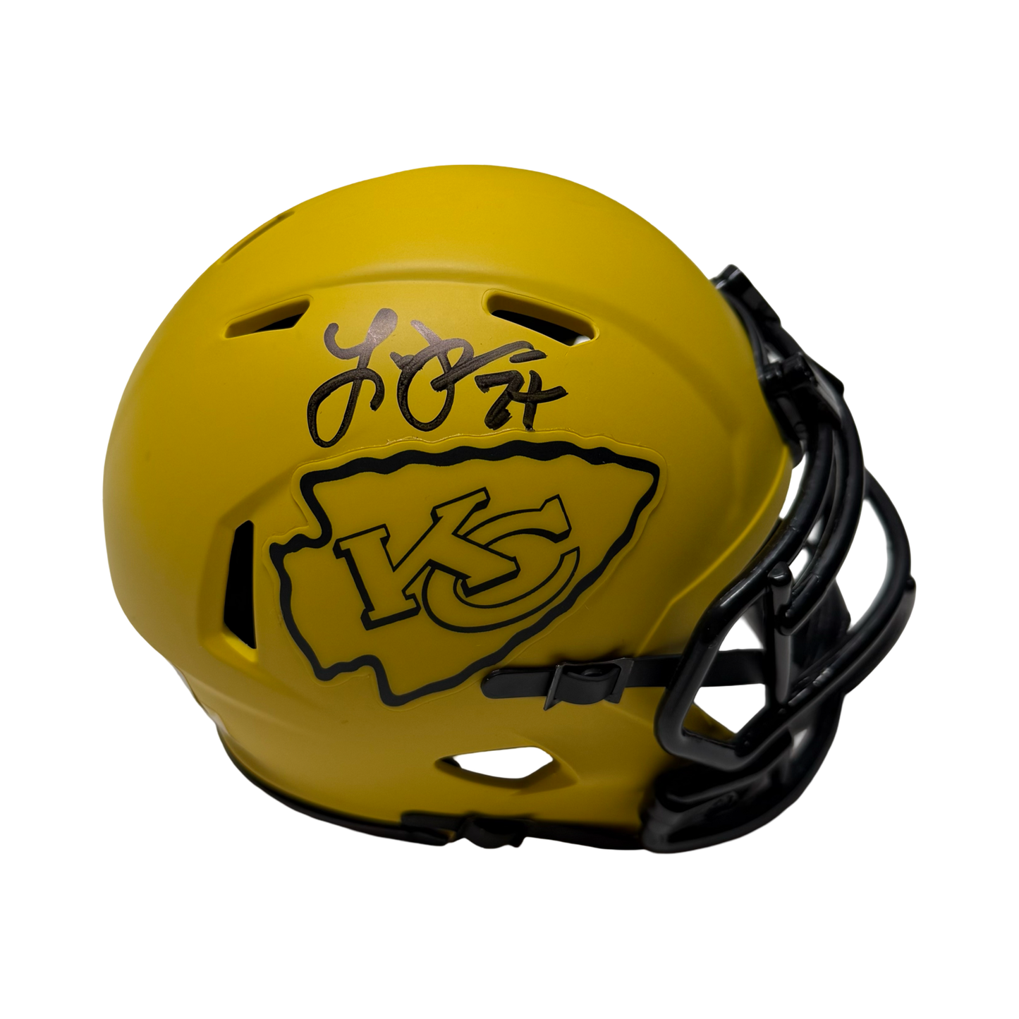 Larry Johnson Autographed Kansas City Chiefs Rave Mini Helmet Beckett