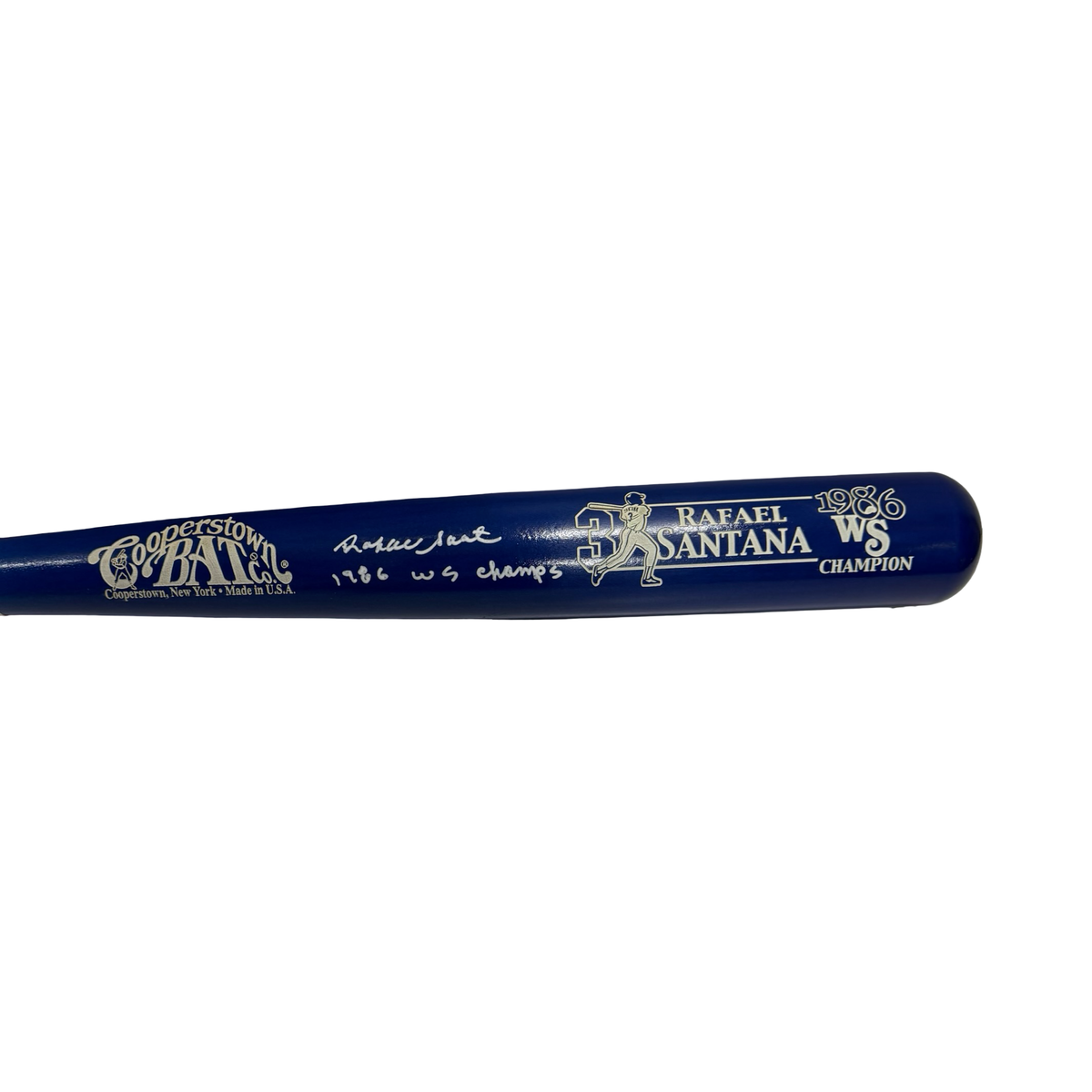 Rafael Santana Blue Barrel Cooperstown Bat 86 WS Champs Inscription Steiner CX