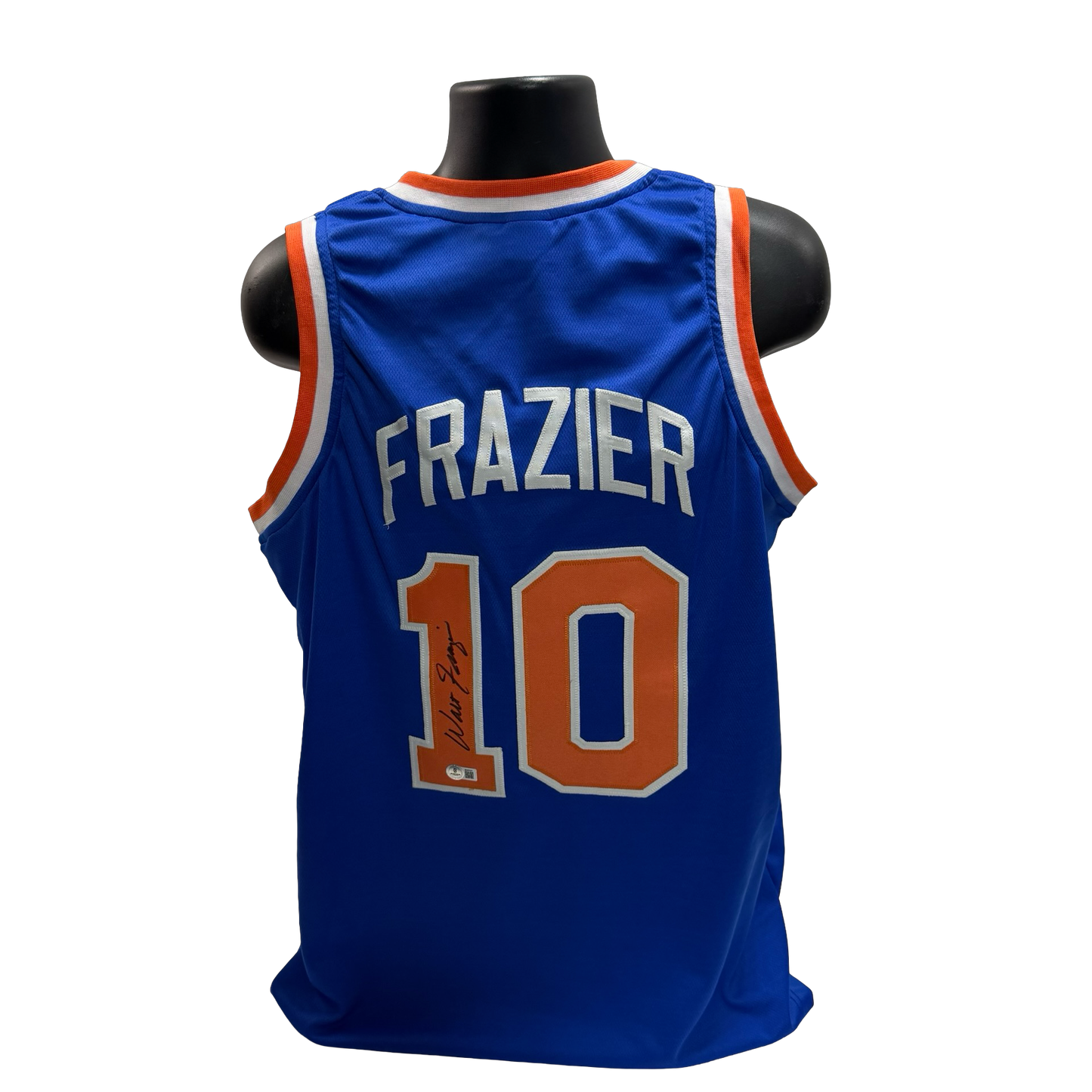Walt Clyde Frazier Autographed New York Knicks Blue Jersey Beckett