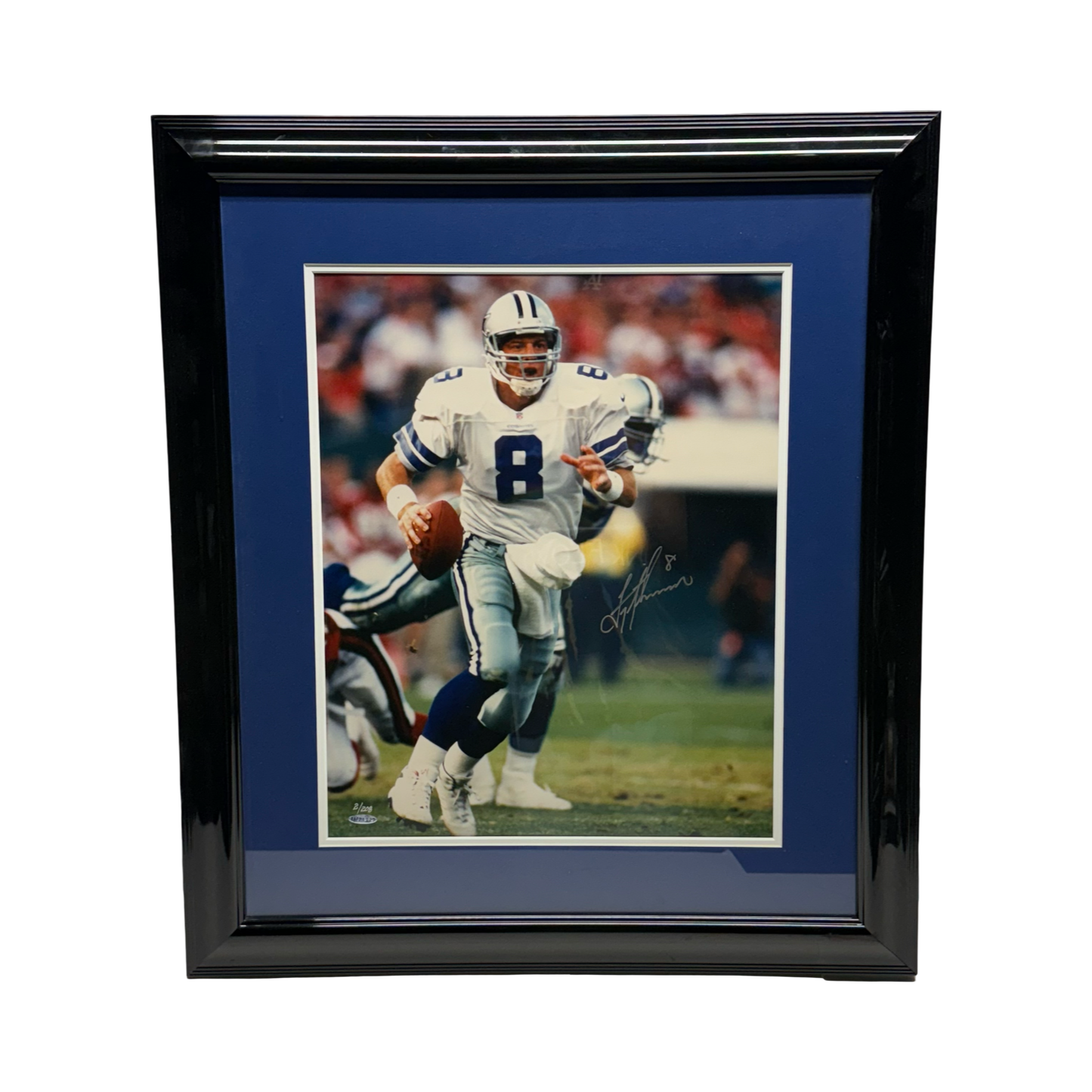 Troy Aikman Autographed Dallas Cowboys The Run 16x20 Upper Deck - Framed