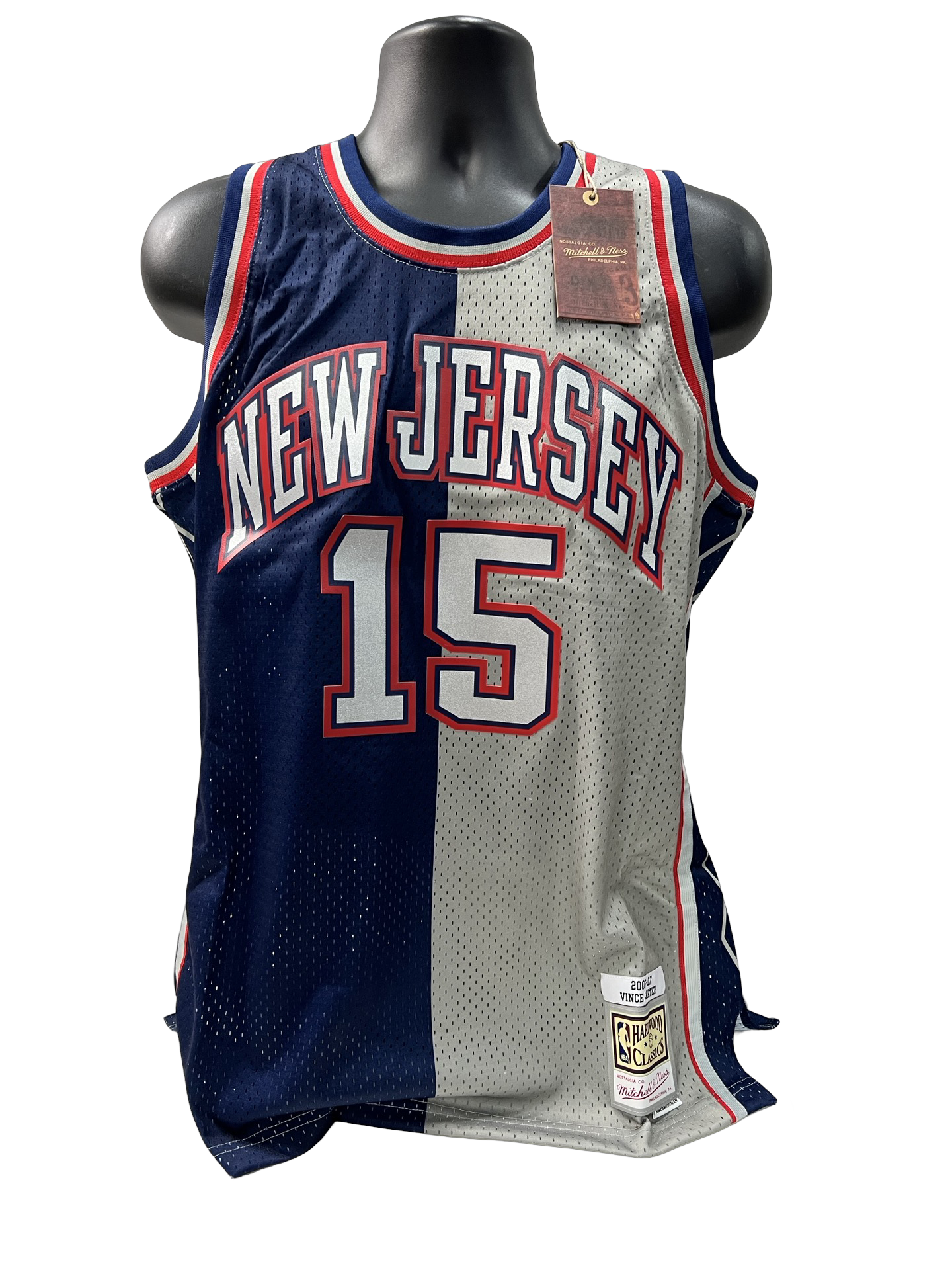 Vince Carter Unsigned Mitchell & Ness Split New Jersey Nets Jersey Size Large