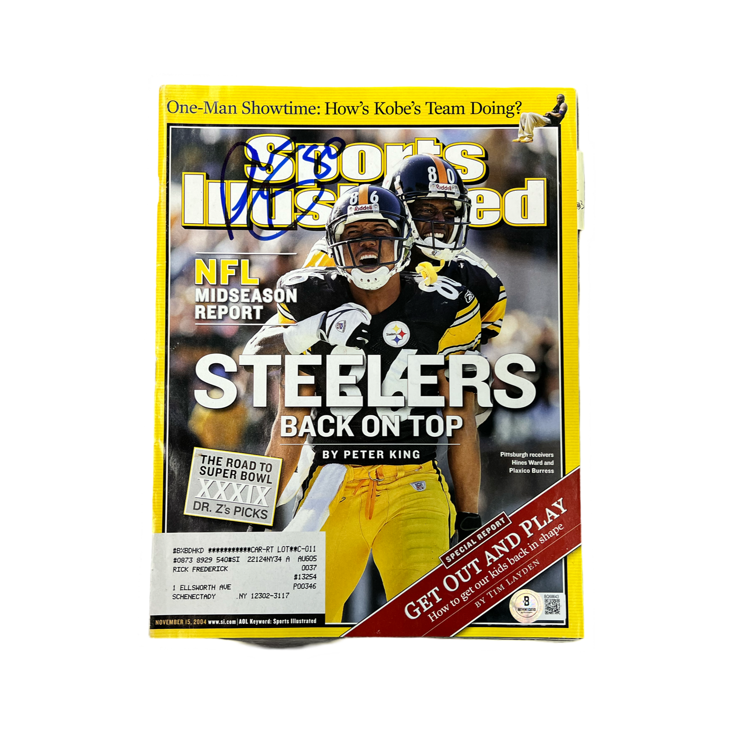Plaxico Burress Autographed Sports Illustrated Magazine Beckett