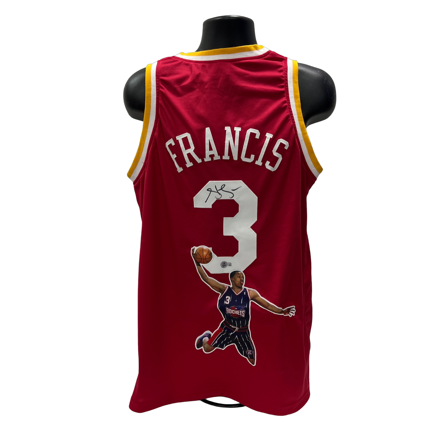 Steve Francis Autographed Houston Rockets Red Art Jersey Beckett