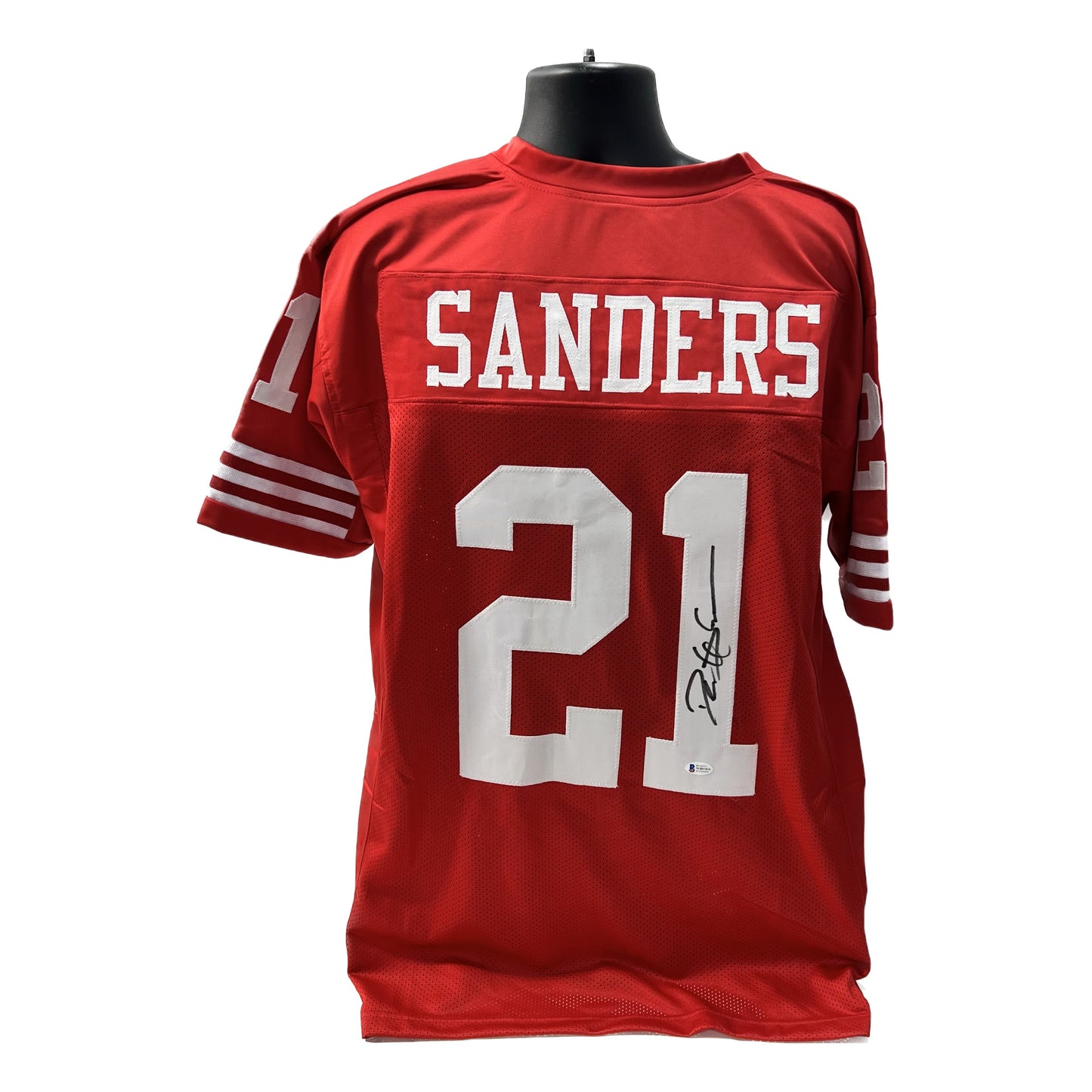 Deion Sanders Autographed Red San Francisco 49ers Jersey Beckett
