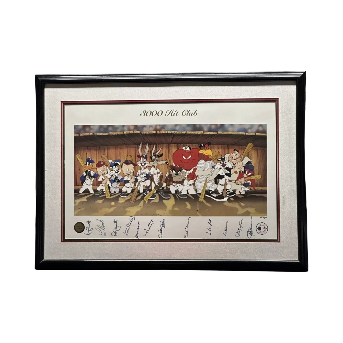 3000 Hit Club Multi Signed Framed Looney Tunes Cartoon Art MLB