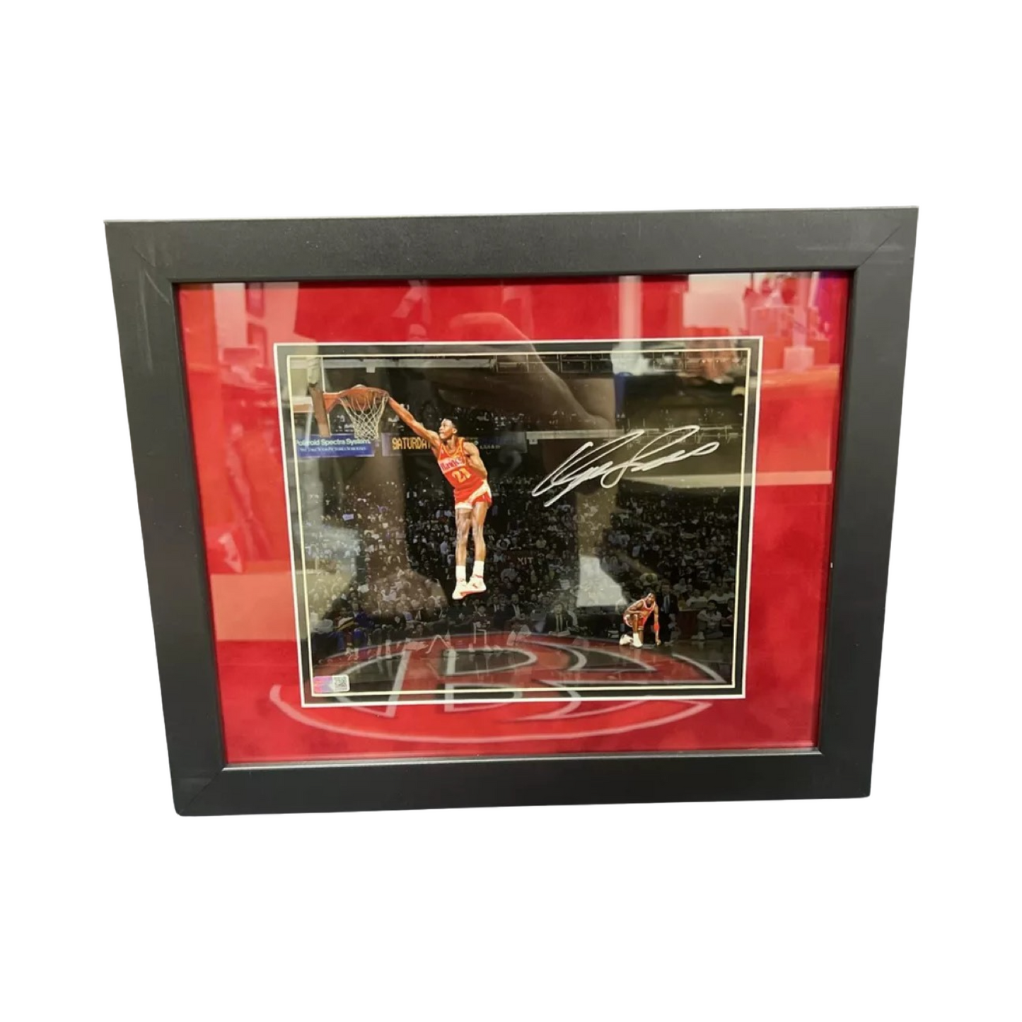 Dominique Wilkins Autographed Framed Atlanta Hawks Dunk Contest 8X10 Steiner CX