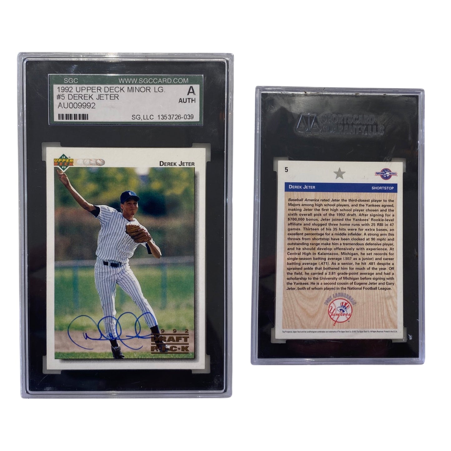 1992 Derek Jeter Upper Deck Minor League #5 SGC Authentic