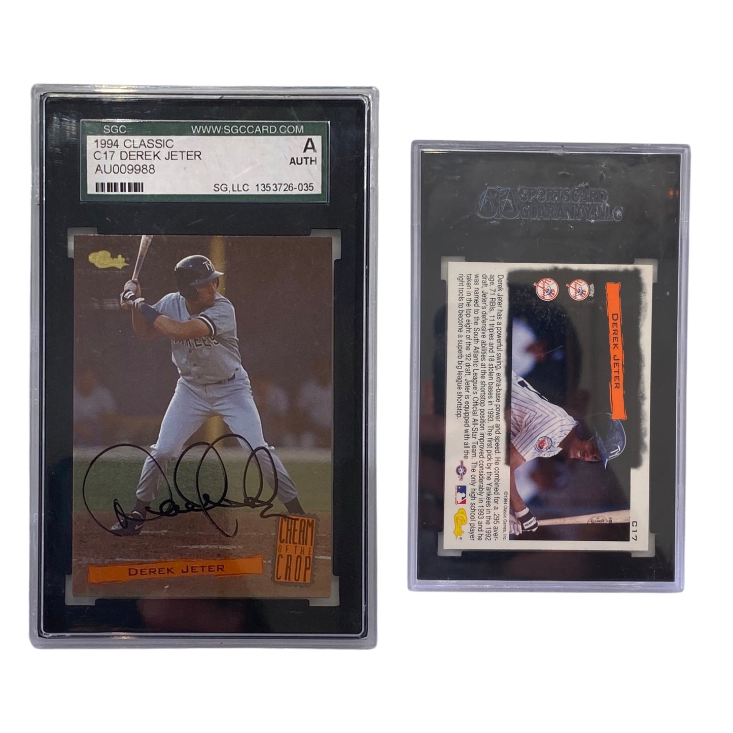 1994 Derek Jeter Classic #C17 Autographed SGC Auto Authentic