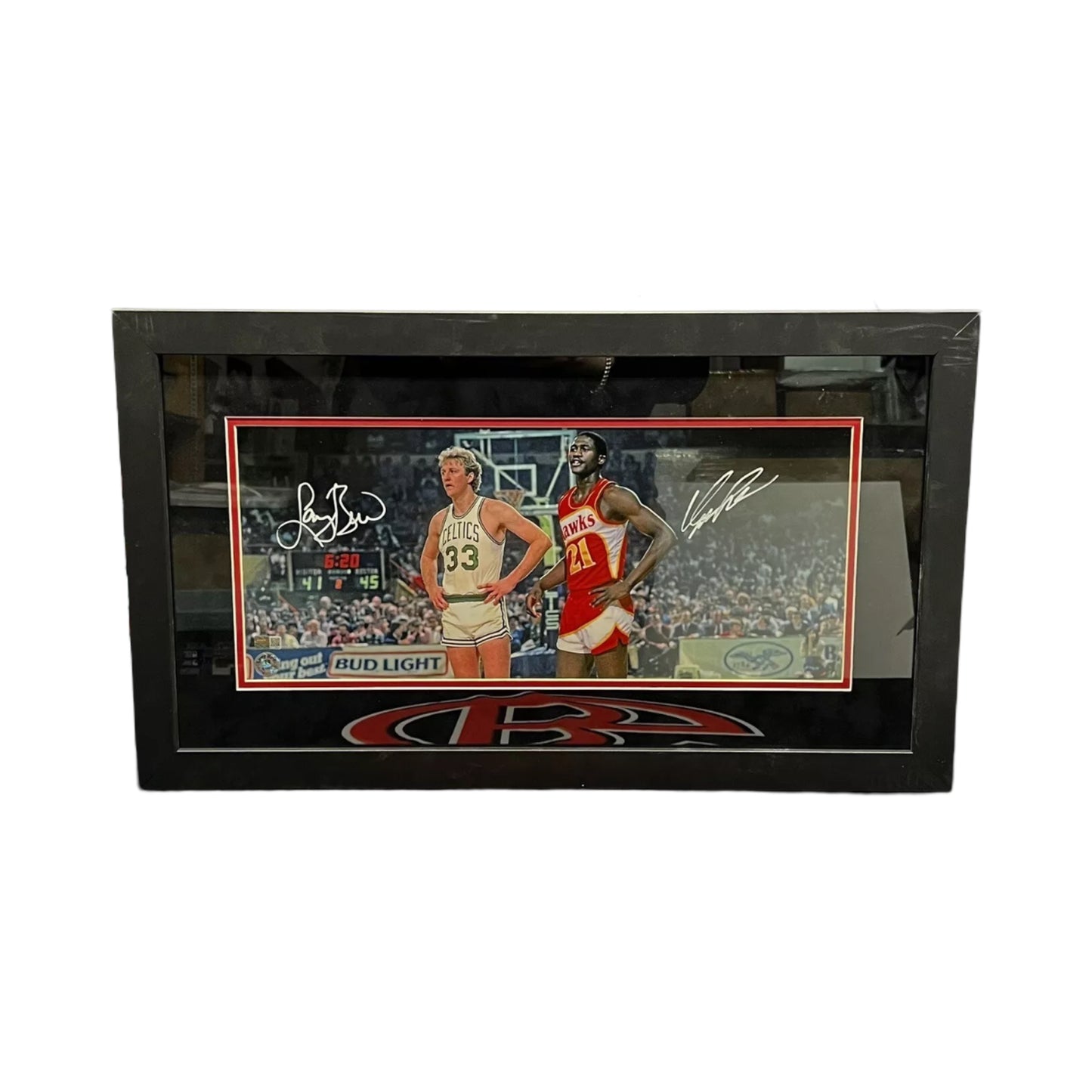 Larry Bird & Dominique Wilkins Autographed Framed 12x22 Steiner